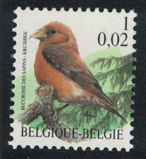 Belgium Red crossbill Bird Buzin  Beccroisee des Sapins  1f 2000 MNH