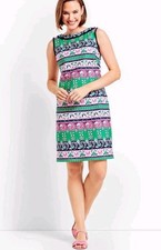 Talbots Women's Floral Sheath Dress Multicolor Size 14P Fringe Sleeveless 