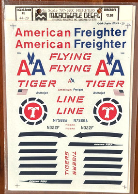 Microscale 1/144th Scal Decal $44-29 707-320C Freighters American Freighter