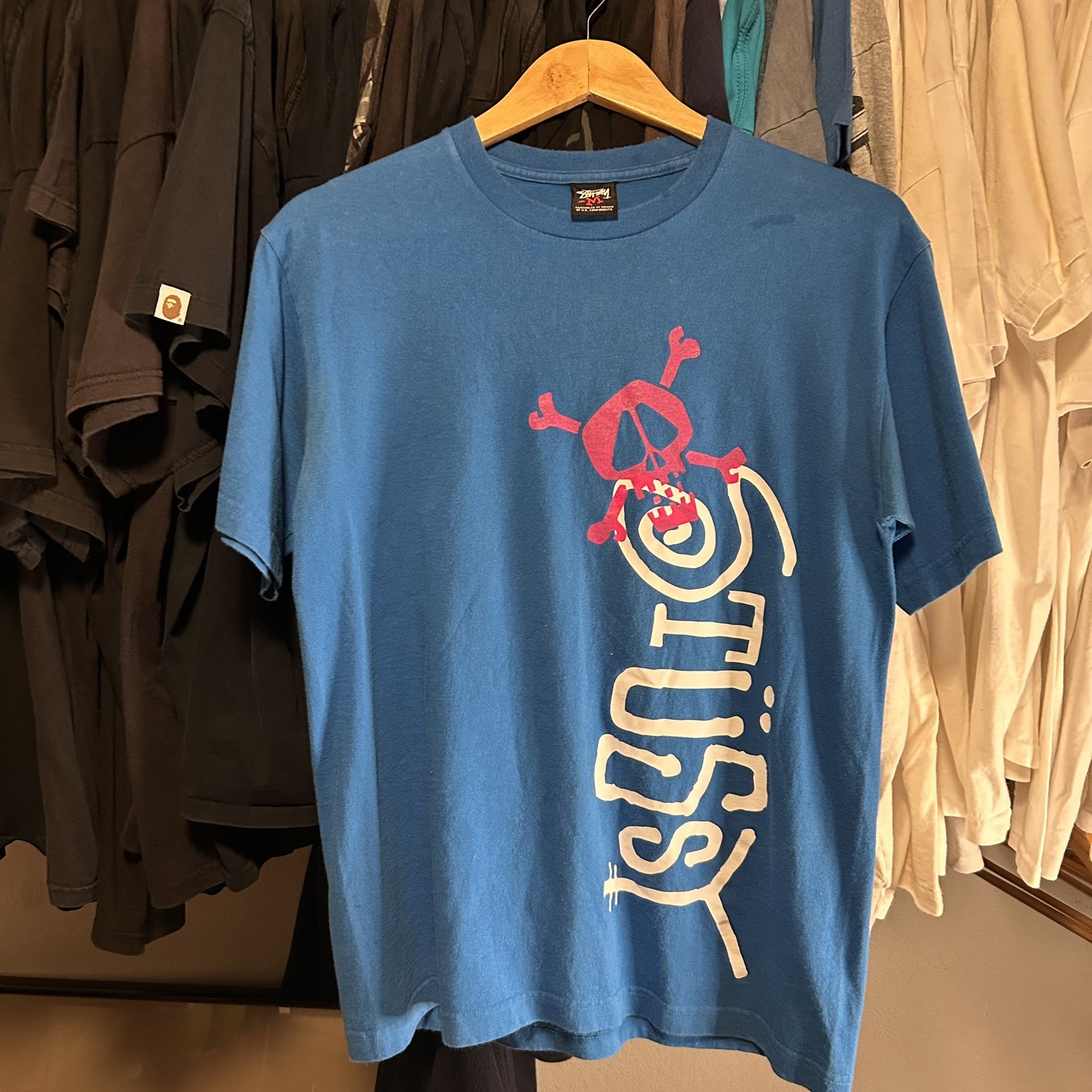 Stussy Blue Short Sleeve Crossbone graphic T-shirt Men’s Size Medium