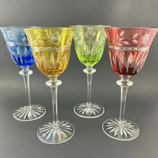 Set of 4 AJKA Proinnseas 24% Lead Crystal Handmade in Hungary Wine Water Glasses