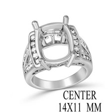 Semi Mount Ring Setting Cushion 14x11 925 Sterling Silver