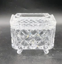 Vintage WEDGWOOD By Galway Full Lead Crystal Cigarette Box w/Ashtray Lid MCM