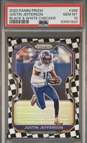 2020 Prizm Black & White Checker Justin Jefferson Rookie PSA 10