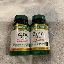 2 Nature's Bounty Zinc Supports Immune Health 50mg 100ct Tablets 8/28