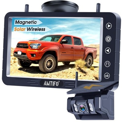 Magnetic Solar Wireless Backup Camera Voicecontrolled Nodrill Installation 5inch