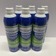 Microban 24 Hr Sanitizing Spray Disinfectant Home or Work Citrus Scent 15oz 6-Pk