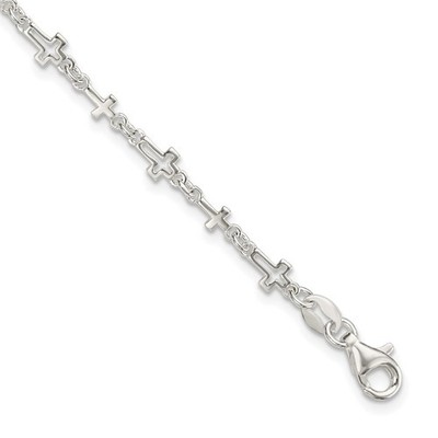 Sterling Silber Kreuz Link 7,5'' Armband Geschenk für Mutter