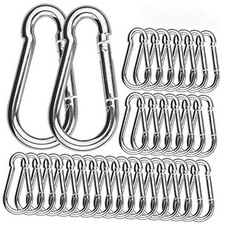 100 Pack 2 Inch Spring Snap Hook M5 Carabiner Clip Galvanized Steel 2In Small