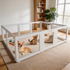 Clear Acrylic Dog Playpen W/ Door 23.62" Puppy Playpen for Small Dogs  Cats