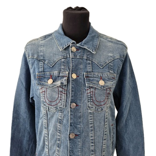 True Religion Jimmy SN Trucker Jacket | Size M | Light Blue | Stretch Denim - Picture 2 of 14
