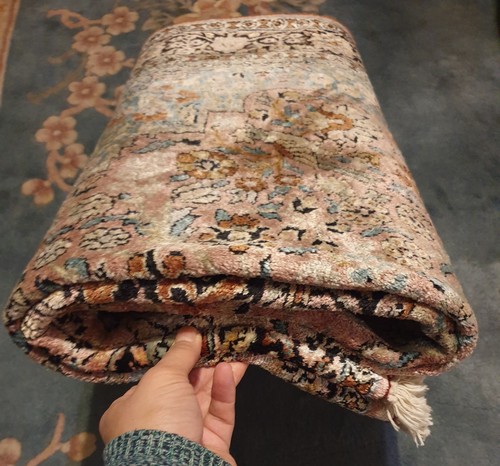 Seiden Handgeknüpfter Orientteppich LEBENSBAUM 124×192cm Vintage Seide Teppich - Bild 20 von 24