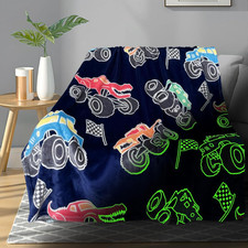 Monster Truck Blanket for Boys/Girls/Kids/Toddler/Baby, Monster Truck Toys for B