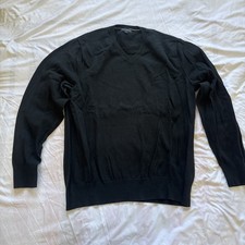 Banana Republic Men's Black V Neck Sweater M-L 100 Cotton Long Sleeve