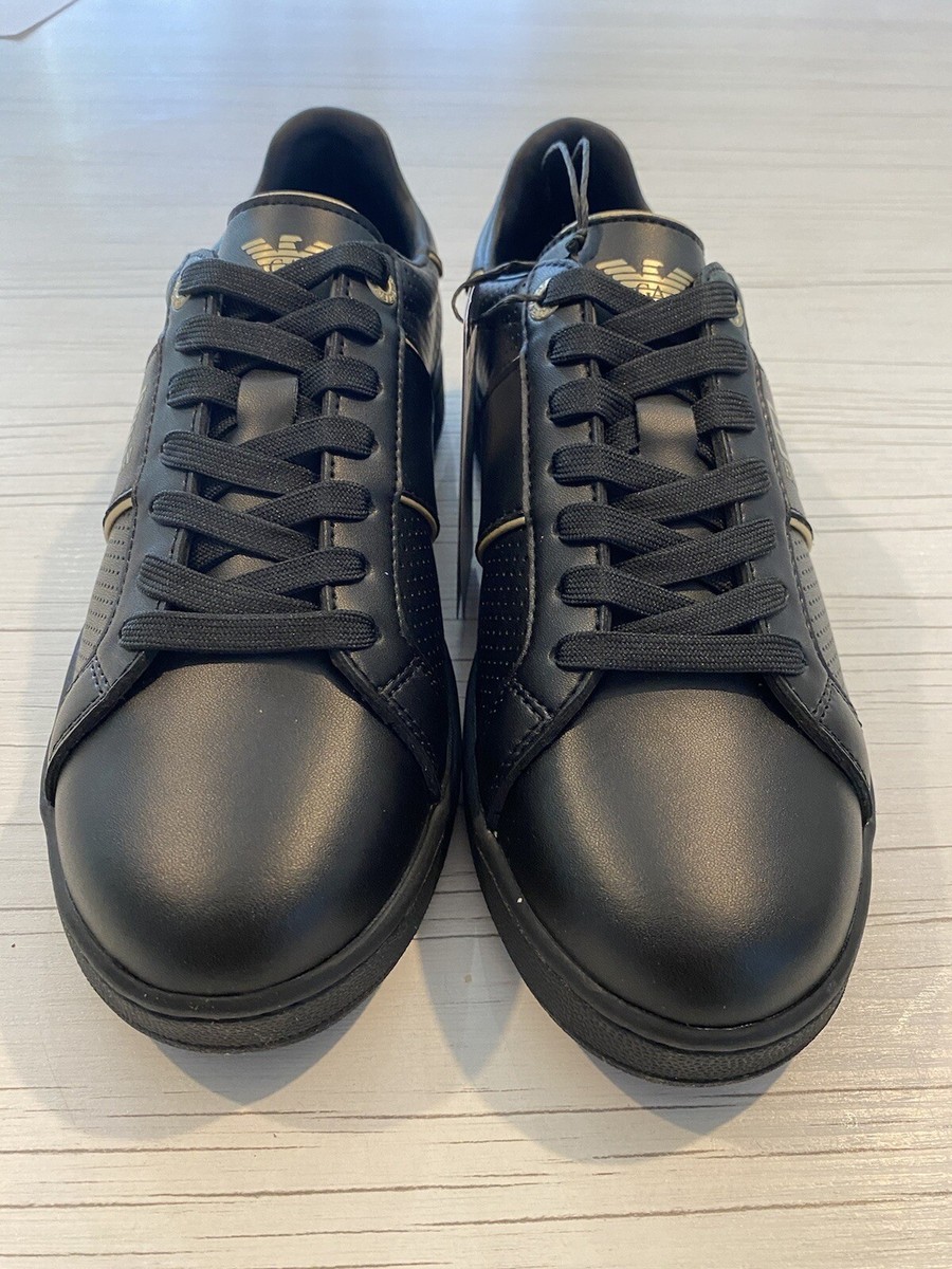 Emporio Armani Trainer Black/Gold Men's Size UK RRP £140 #I183
