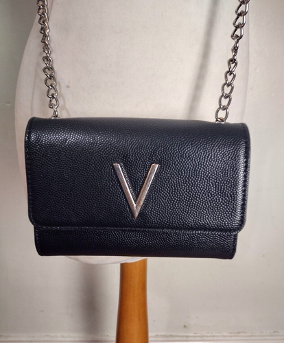 VALENTINO 90s BLACK Divina BAG Chain Strap CLUTCH - Picture 4 of 9