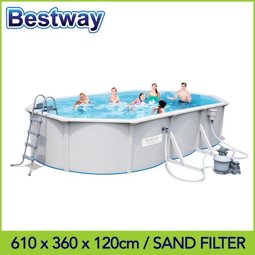 Bestway 20ft Hydrium Oval Steel Wall Above Ground Pool 6.1 x 3.6 x 1.2m