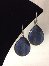 Sterling Silver Faceted Sapphire Tear Drop Dangle Earrings