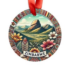 Zimbabwe Landscape, African Travel, Round Acrylic Ornament, Personalized Gift