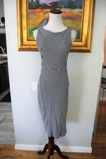  Banana Republic Sz 6 Black White Stripe Ponte Sleeveless Sheath Midi Dress