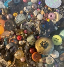 Small Bag Of Mixed Beads And Findings For Jewelry Making Used 