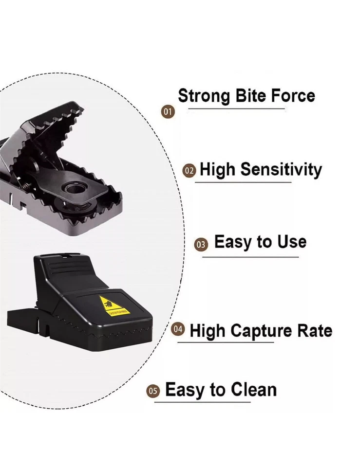 Упаковка из 6 мышеловок ловушек для крыс мышей ловушек мощных грызунов высокопрочных ловушек для вредителей - Изображение 2 из 4