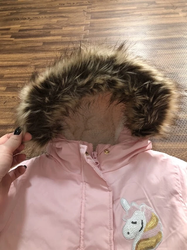 Chaqueta con Capucha Rosa Forrada de Vellón George Girls Talla XS (4-5) Foto 4 de 4