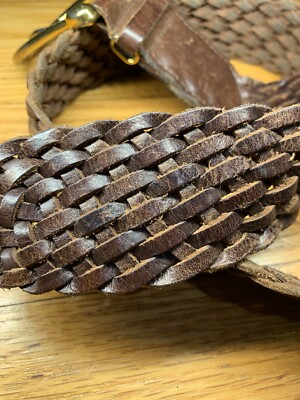Michael Kors Belt Womens Small Brown Braided Leather Woven 