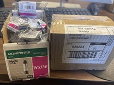CASE OF 20 301 1/2"X1-1/2" GALVANIZED STEEL PIPE NIPPLE FREE SHIPPING