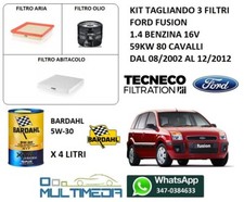 KIT TAGLIANDO FILTRI E OLIO BARDAHL 5W30 FORD FUSION 1.4 BENZINA 80 CV 59KW