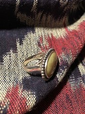 Sterling Silver Green Stone Ring, Size 7.5