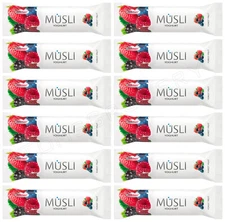 12 TEKMAR MUSLI Forest Fruit & Yogurt Breakfast Cereal Bars Snacks 30g 1.05oz