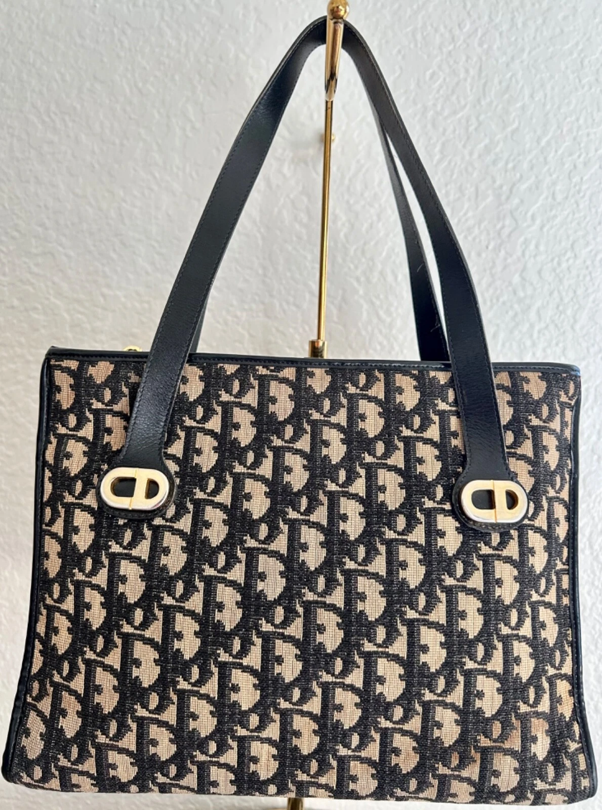 Sac à main vintage authentique Christian Dior toile noire 