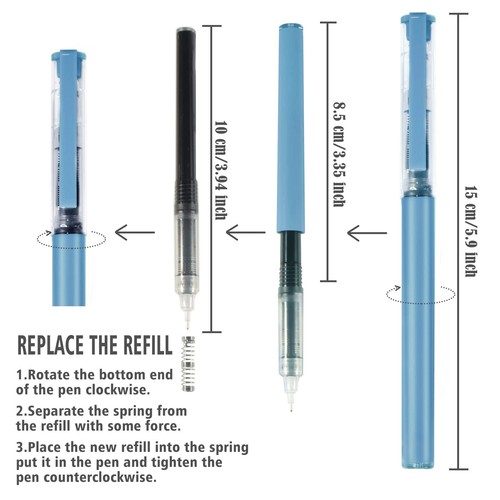 6PCS Gel Pens 1 Highlighter Quick Dry Fine Point 0.5mm Blue Journaling - Picture 3 of 8