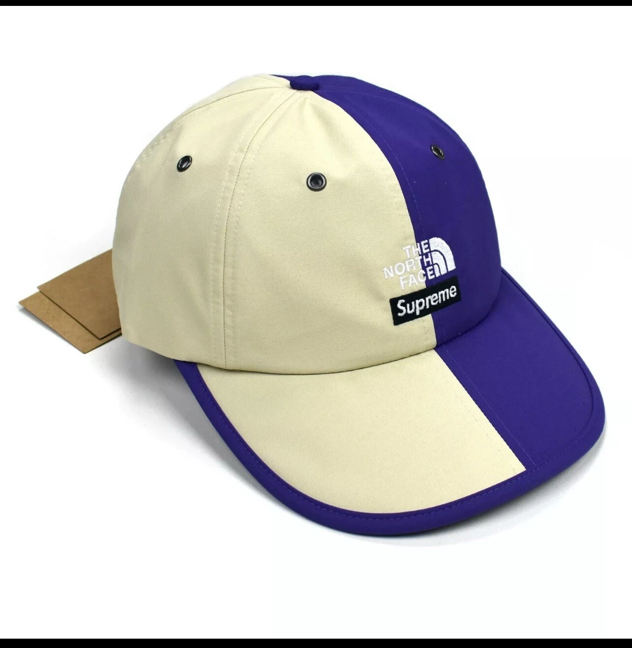 Chapeau SUPREME The North Face fendu 6 panneaux : marron et violet, neuf avec étiquette, authentique   taille unique