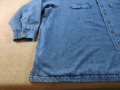 Marino Bay Natural Mens 4XL Denim Jean Button Jacket Aztec Tribal Fleece Lined - Picture 7 of 11