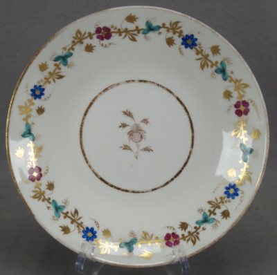 Spode Pattern 3846 Hand Painted Blue Puce & Gold Floral 8 Inch Plate C.1822-1825