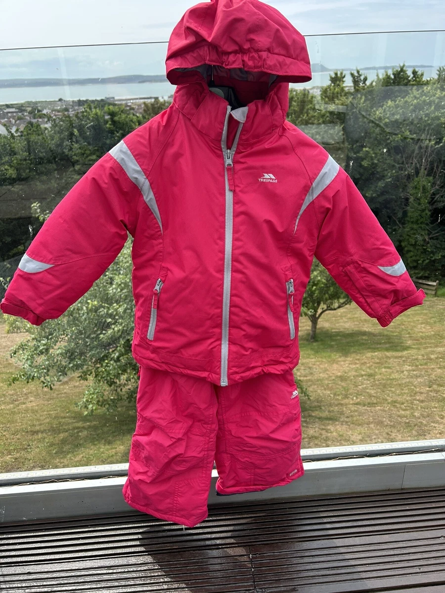 GIRLS TRESPAS SKI SUIT SKI JACKDET SKI TROUSERS. AGE 2 3 PINK