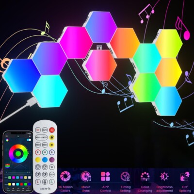 Hexagon LED Panel 8-12tlg-Bluetooth RGB Smart LED Hexagon Wall Lights Music Sync