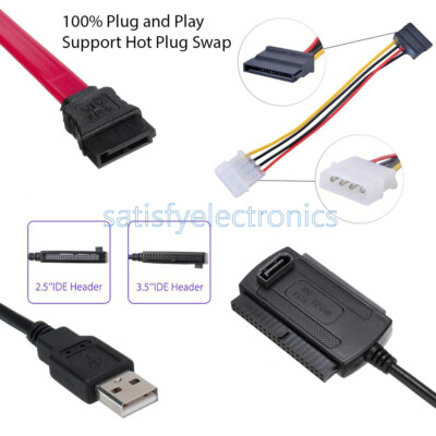 SATA/PATA/IDE to USB2.0 Converter Cable Adapter for 2.5/3.5'' Hard Drive Disk  M