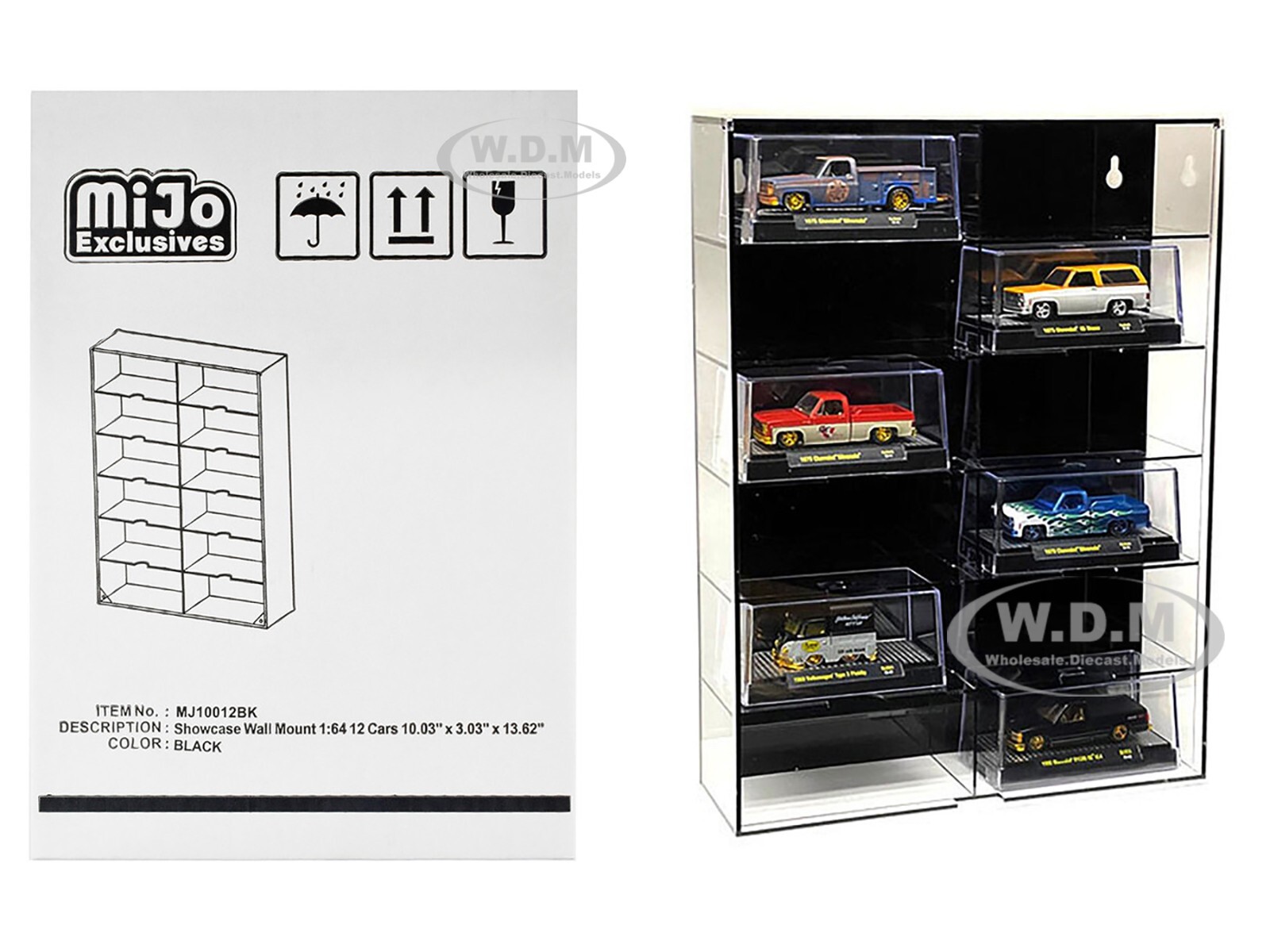 АВТОМОБИЛЬНАЯ ВИТРИНА SHOWCASE 12 С НАСТЕННЫМ КРЕПЛЕНИЕМ ЧЕРНОГО ЦВЕТА ДЛЯ МОДЕЛЕЙ В МАСШТАБЕ 1/64 MJ10012 BK