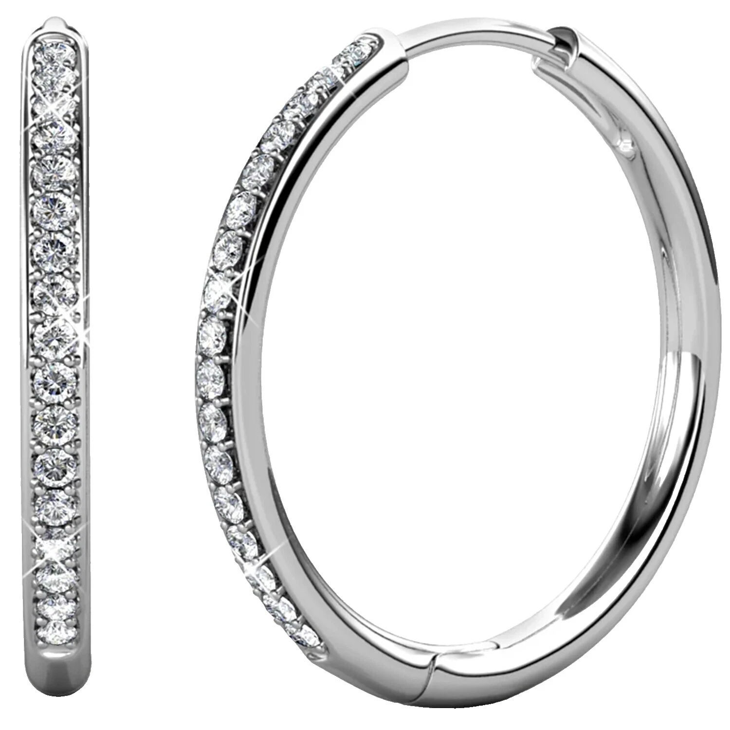 Swarovski Aro enchapados en oro blanco Pendientes de Moda