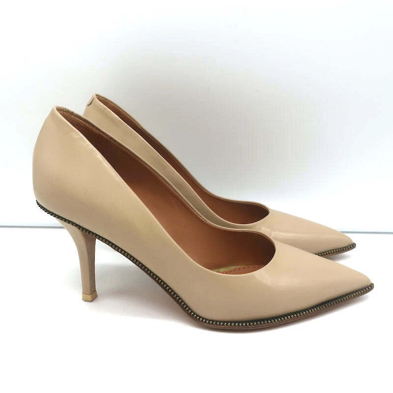 Bombas Givenchy com zíper bege couro envernizado tamanho 36 biqueira pontiaguda - Imagem 4 de 4