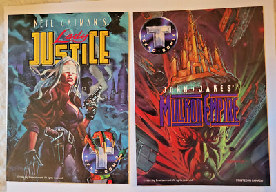 1995 2 Neil Gaiman's Lady Justice/John Jakes Tekno Comix 2-sided Promo Cards 5x7
