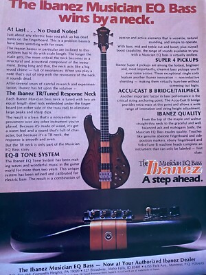 Ibanez Musician EQ Bass Guitars, Full Page Vintage Print Ad | eBay