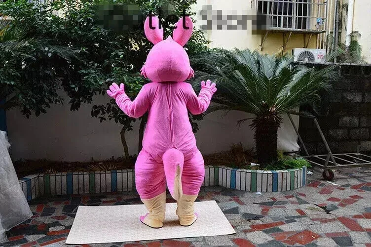 Halloween Pink Kangaroo Mascot Costume Adult Cartoon Outfit Suit Party Mascot - Image 4 of 4