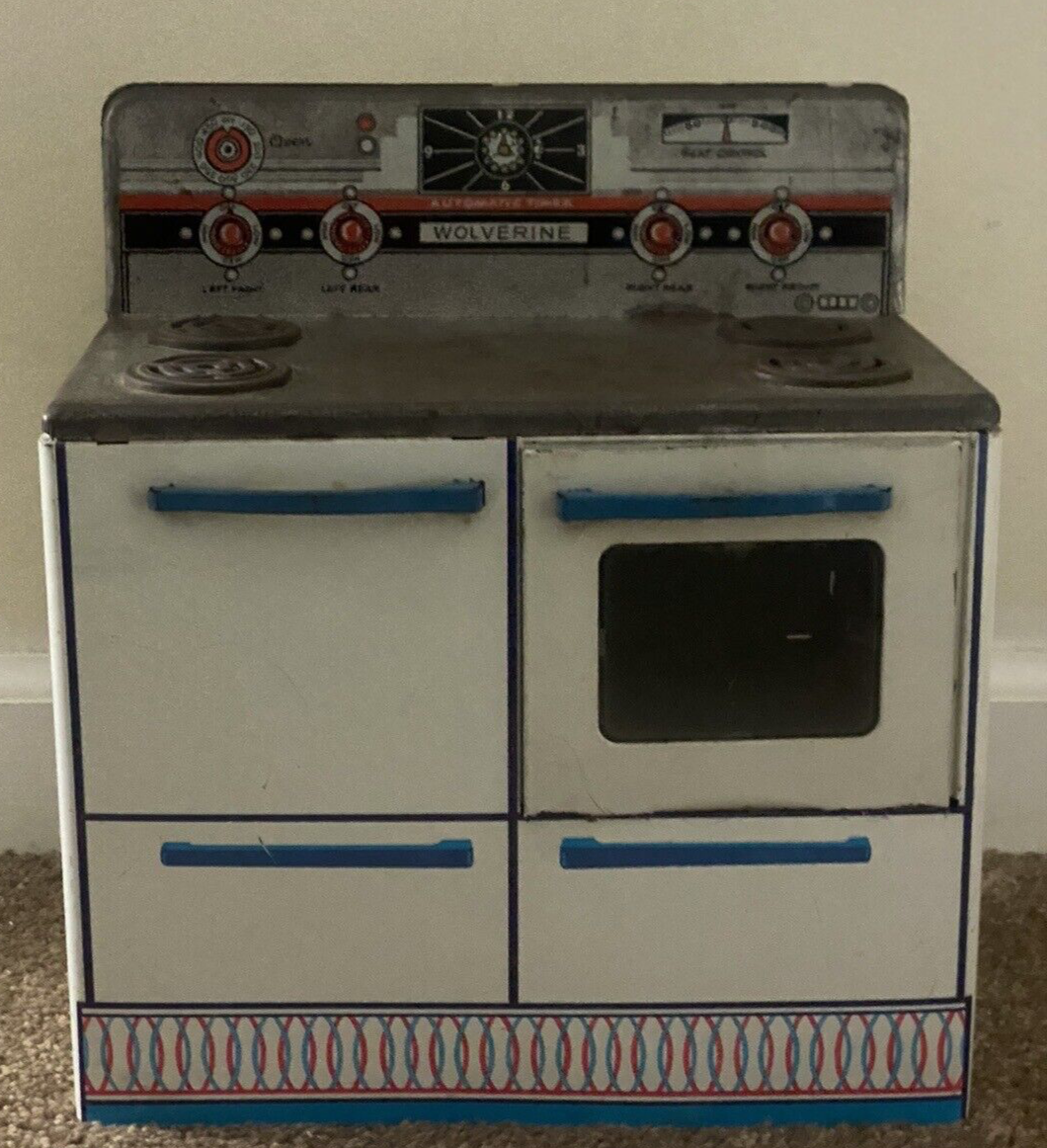 VTG 1950s/60s Wolverine Toy Playtime Metal Kitchen Set Stove