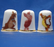 Birchcroft China Thimbles -- Set of Three -- Winnie the Pooh Characters