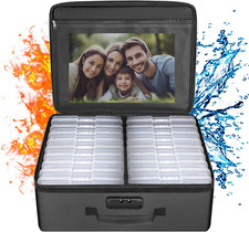Photo Storage Box w/ 18 Inner 4x6" Photo Case-Clear,Fireproof Photo Organizer-Lo