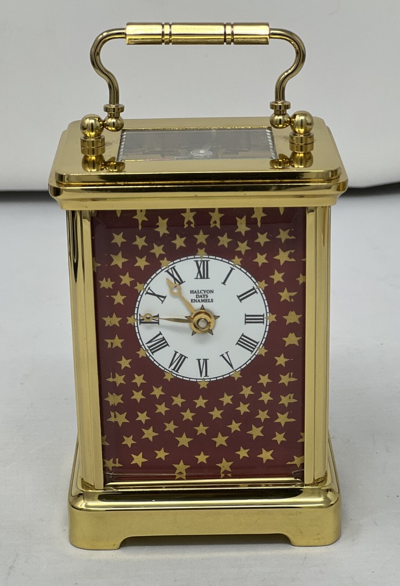 Halcyon Days エナメル置時計 Carriage Clock (Miniature) Halcyon Days 24K Gold & Red Enamel